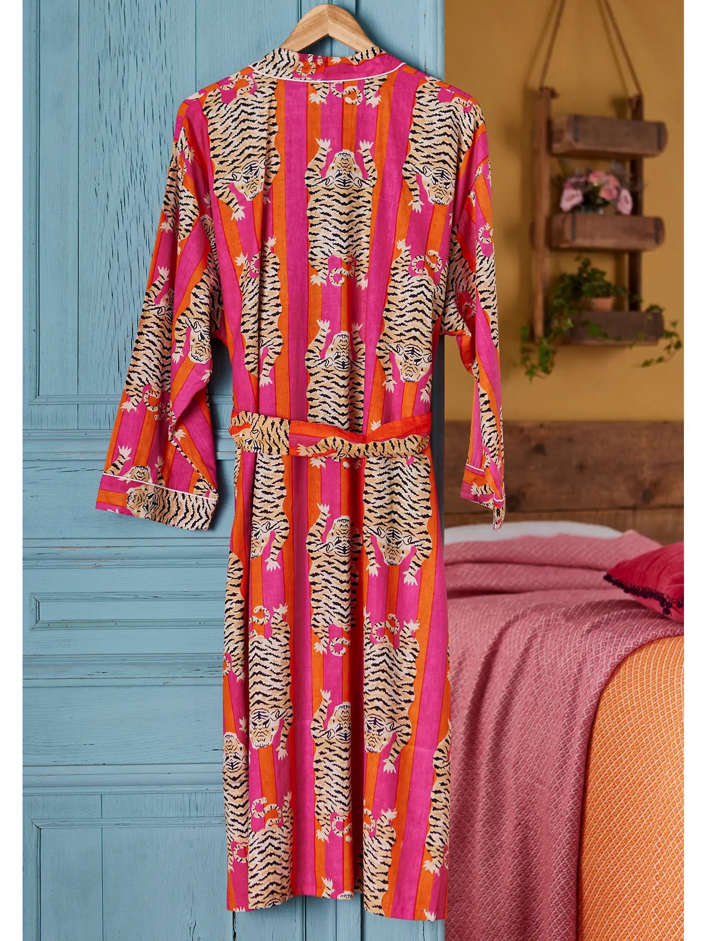 pink and orange dressing gown Hommey Pink & Orange Stripe Robe