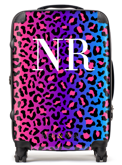 Personalised Neon Leopard Print Suitcase