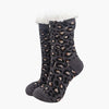 Women's Long Slipper Socks- Dark Grey, Leopard