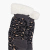 Women's Long Slipper Socks- Dark Grey, Leopard