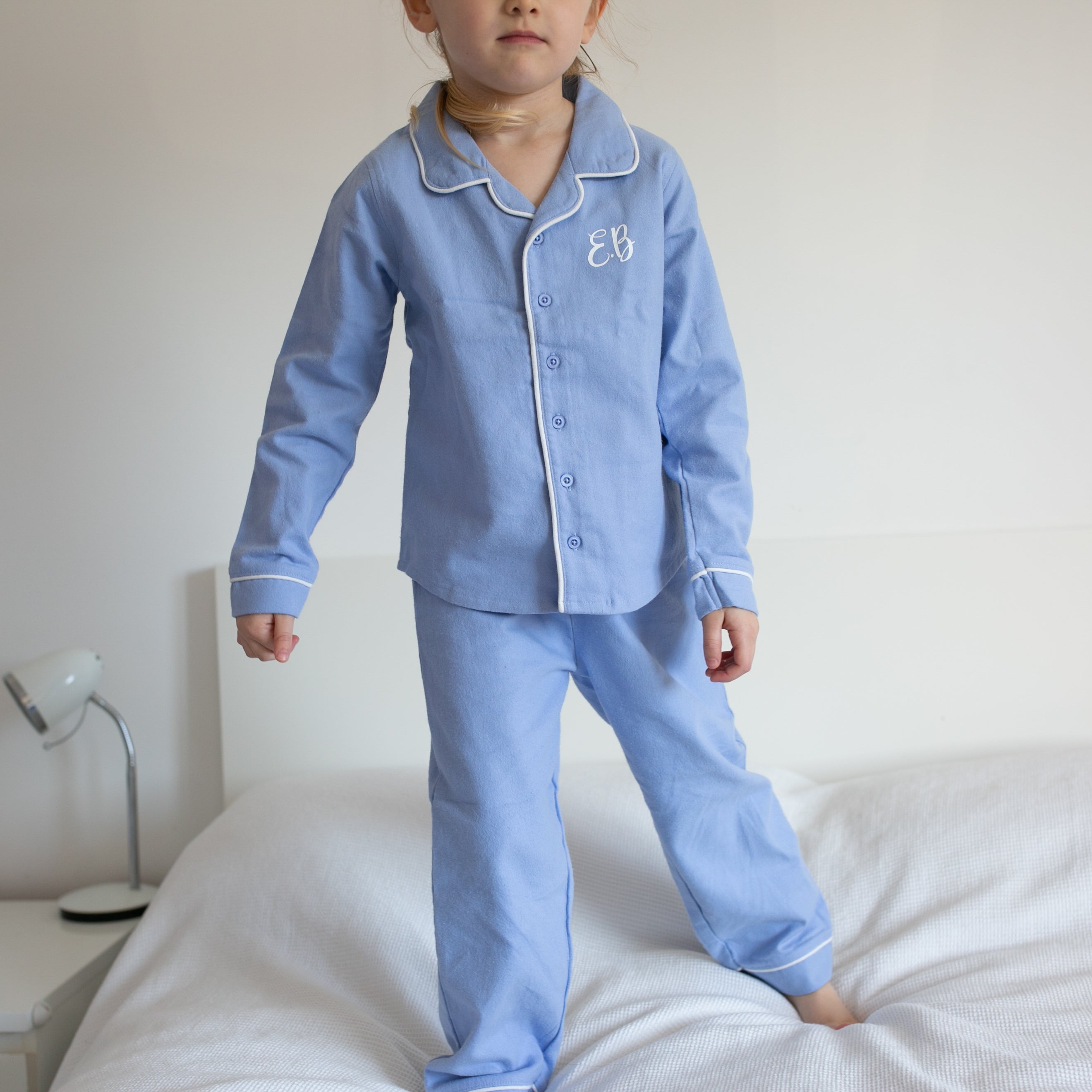 100% cotton Personalised Pyjamas in Blue – Fred Noah