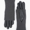 Knitted Overlay Gloves - Black/Grey