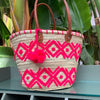 Moroccan Basket Bag, Market Basket with Leather Handle