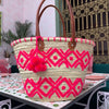 Moroccan Basket Bag, Market Basket with Leather Handle