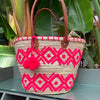 Moroccan Basket Bag, Market Basket with Leather Handle