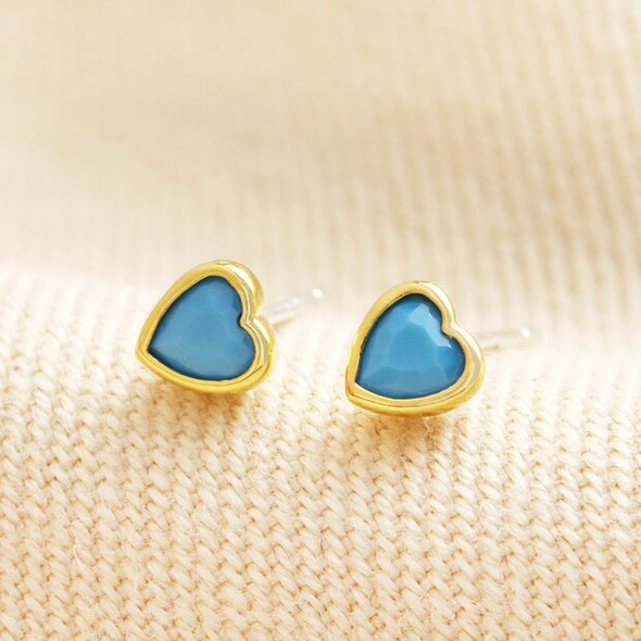 Blue stone Heart Studs