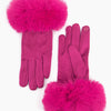 Faux Fur Cuff Gloves - Fuchsia, Velvet