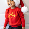 Red & Gold Believe Sweater