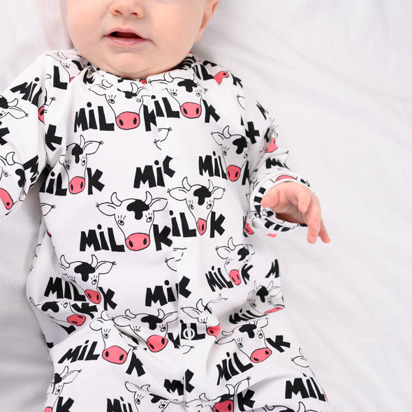 Cows Milk print cotton Sleepsuit