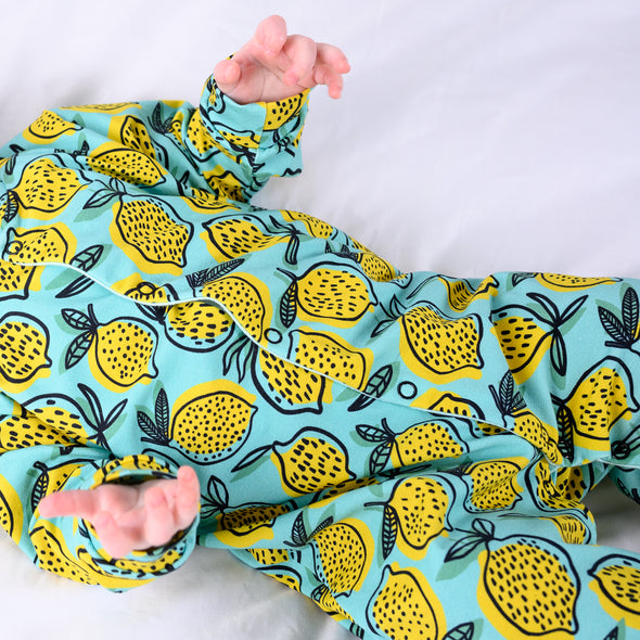 Lemon print cotton sleepsuit