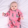 Lux Pink Zebra print cotton sleepsuit