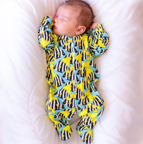 Tropical Fish print cotton Sleepsuit