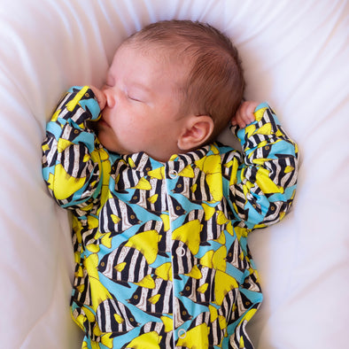 Tropical Fish print cotton Sleepsuit