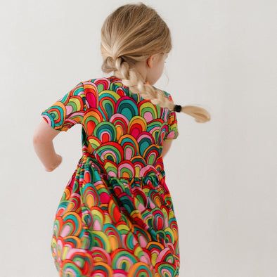 Retro Rainbow print Dress