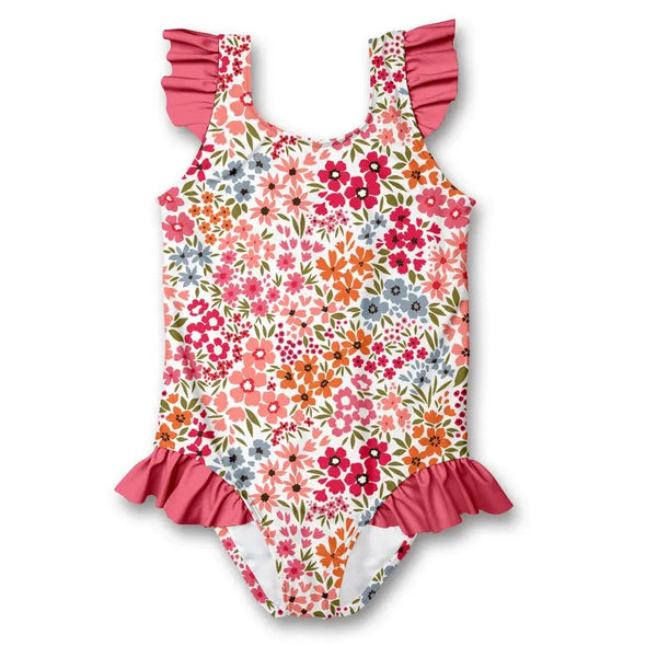 Coral Floral Ruffle Swimsuit - PRE ORDER