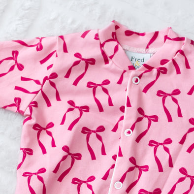 Pink Bow Cotton Sleepsuit