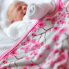 Cherry Blossom Print Pram Blanket