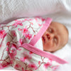 Cherry Blossom Print Pram Blanket
