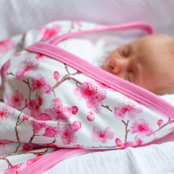 Cherry Blossom Print Pram Blanket