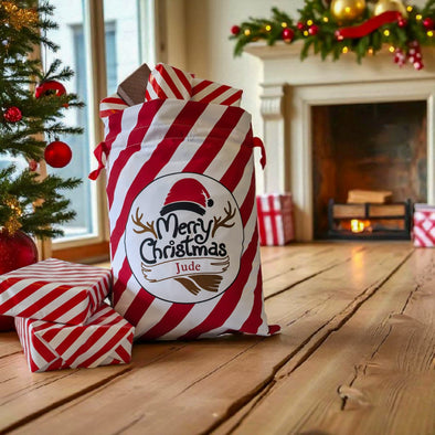 Personalised Candy stripe Christmas sack