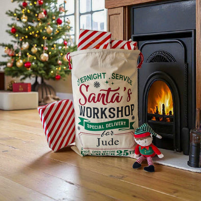 Personalised Santa's workshop Christmas Sack
