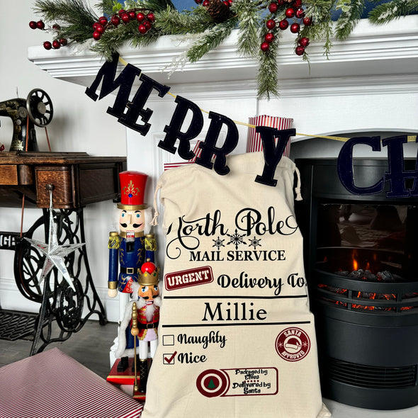 Personalised North Pole Mail Service Santa Sack