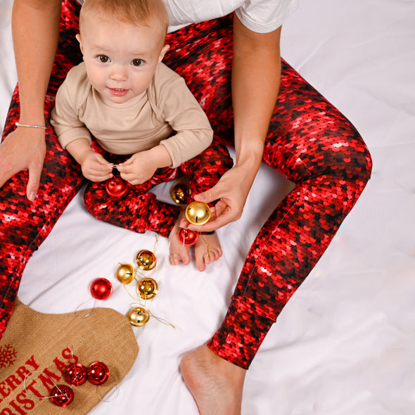 Adult Red Sequin print Leggings