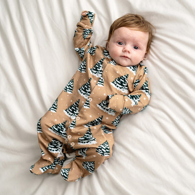 Snowy Trees Cotton Sleepsuit