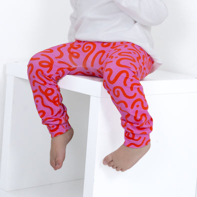 Pink Squiggle Print Leggings