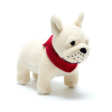 Knitted French Bulldog Baby Rattle