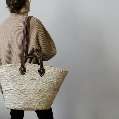 Handmade Straw Bag with Leather straps