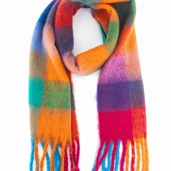 Large Heavyweight Rainbow Colour Block scarf