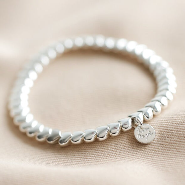 Beaded Hearts Bracelet in Silver