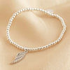 Beaded Wing Charm Bracelet in Silver