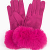 Faux Fur Cuff Gloves - Fuchsia, Velvet