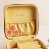 Embroidered Flower Square Travel Jewellery Case in Pink