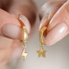 Mismatched Star and Lightning Huggie Hoop Earrings in Gold