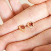 Red Stone Heart Stud Earrings