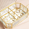 Large Ribbed Glass Jewellery Box in Gold