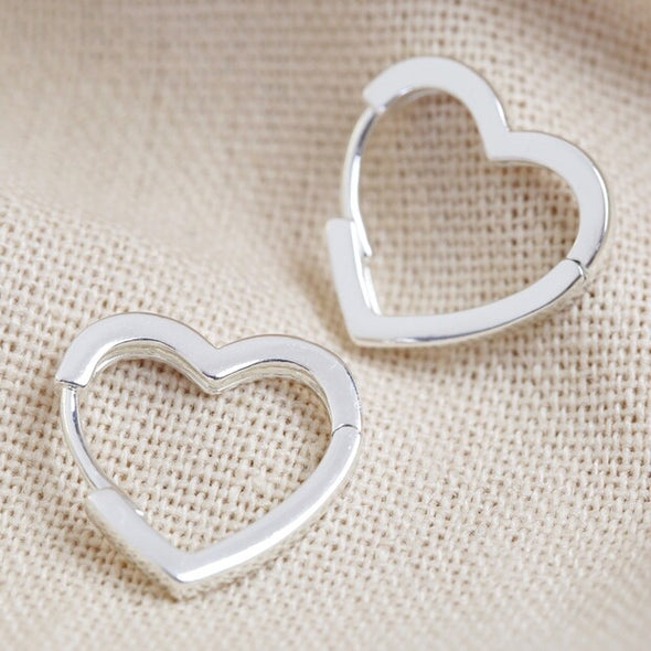 Small Heart Hoops in Silver