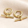 Stainless steel T bar earrings in gold