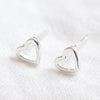 Tiny Sterling Silver Heart Outline Stud Earrings