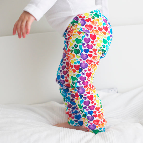 Rainbow heart print Leggings 0-9 Years