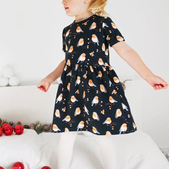 Robin print Short sleeve Dress