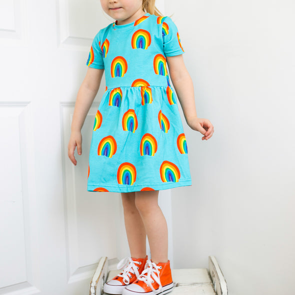 Aqua rainbow print Dress
