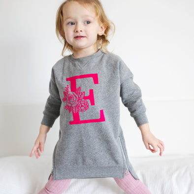 SALE Personalised flower sweater Dress with zips