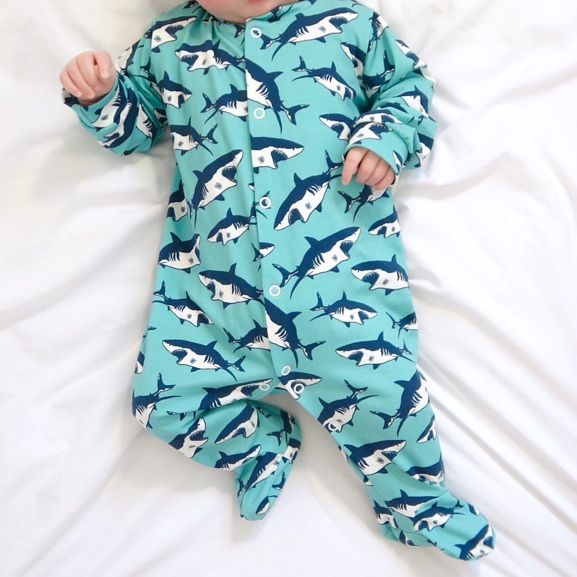 Shark print cotton sleepsuit – Fred Noah - Main Image