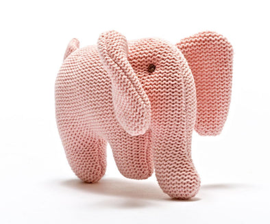 Pink Knitted Baby Elephant Rattle