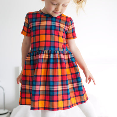 Sunset Tartan Short sleeve Dress