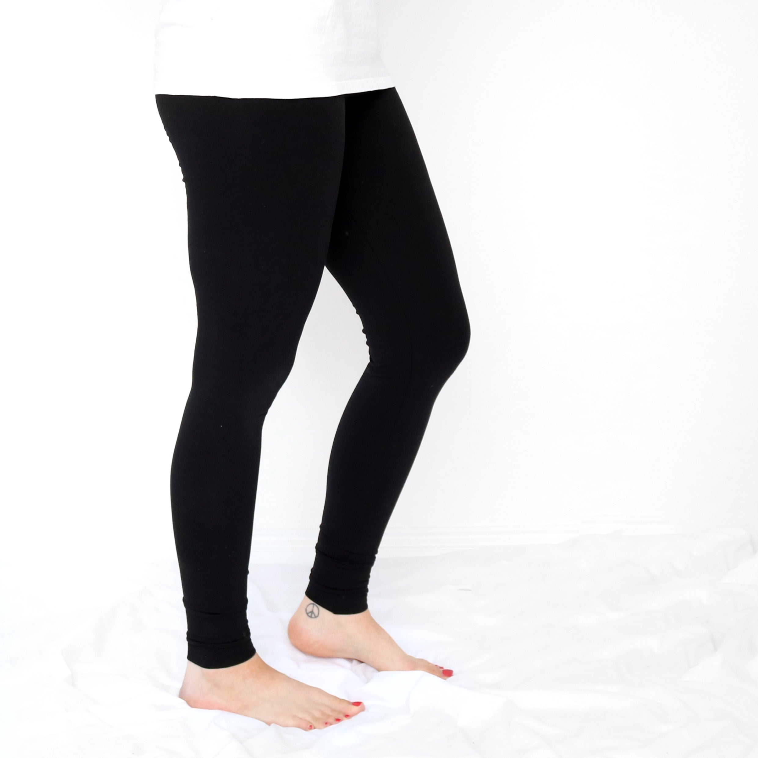 Womens Cotton Legging Ladies Plain Full Length Leggings Black White UK Size  6-18